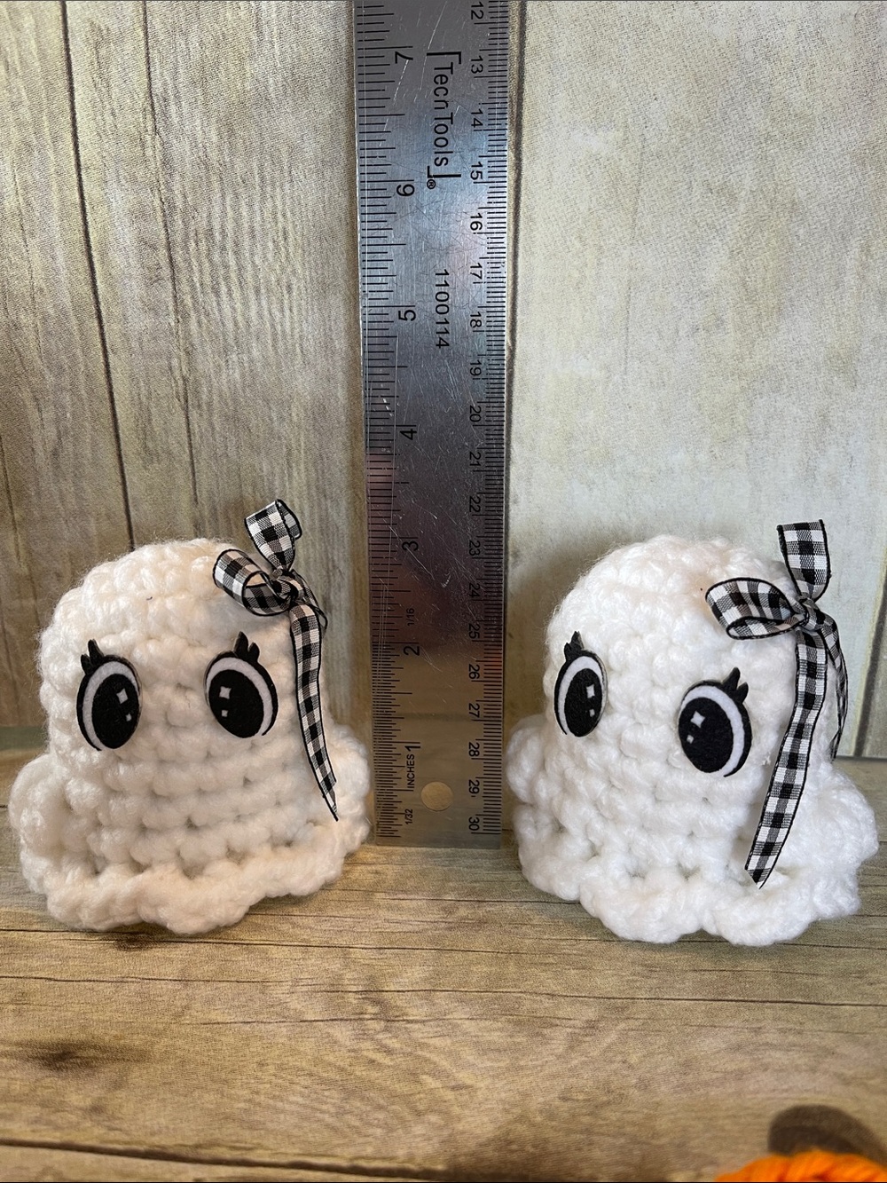 Two Ghosts Amigurumi Halloween Decor 3 In. Sweet for Boo Basket Set - Picture 3 of 5
